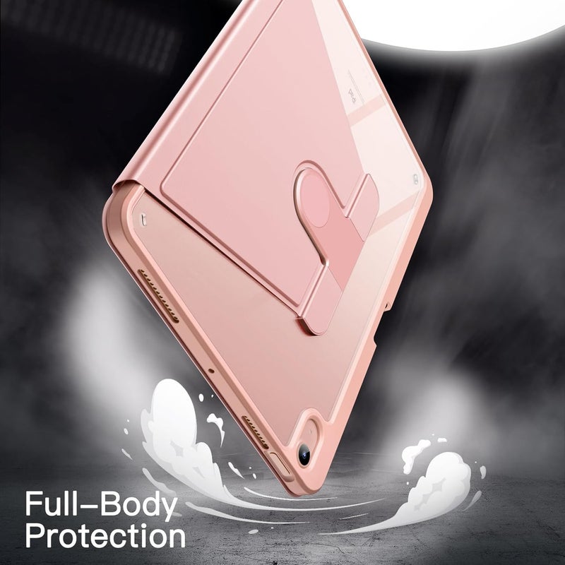 Jetech Rotating Case for iPad Air 11-Inch M3/M2 (2025/2024), iPad Air 5/4 (2022/2020 5th/4th Generation), 360 Degree Rotation Protective Stand Cover Clear Back, Auto Wake/Sleep (Rose Gold) - Image 4